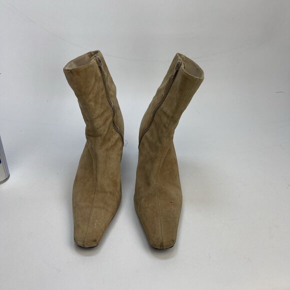 Y2K Steve Madden Tina Tan Suede Boots Women’s Size 7 Leather Upper Kitten Heels - Picture 6 of 14